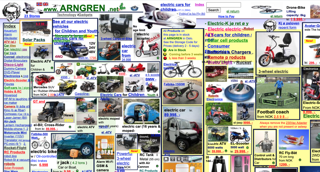 an example of really bad balance in web design, some random website with random images all over