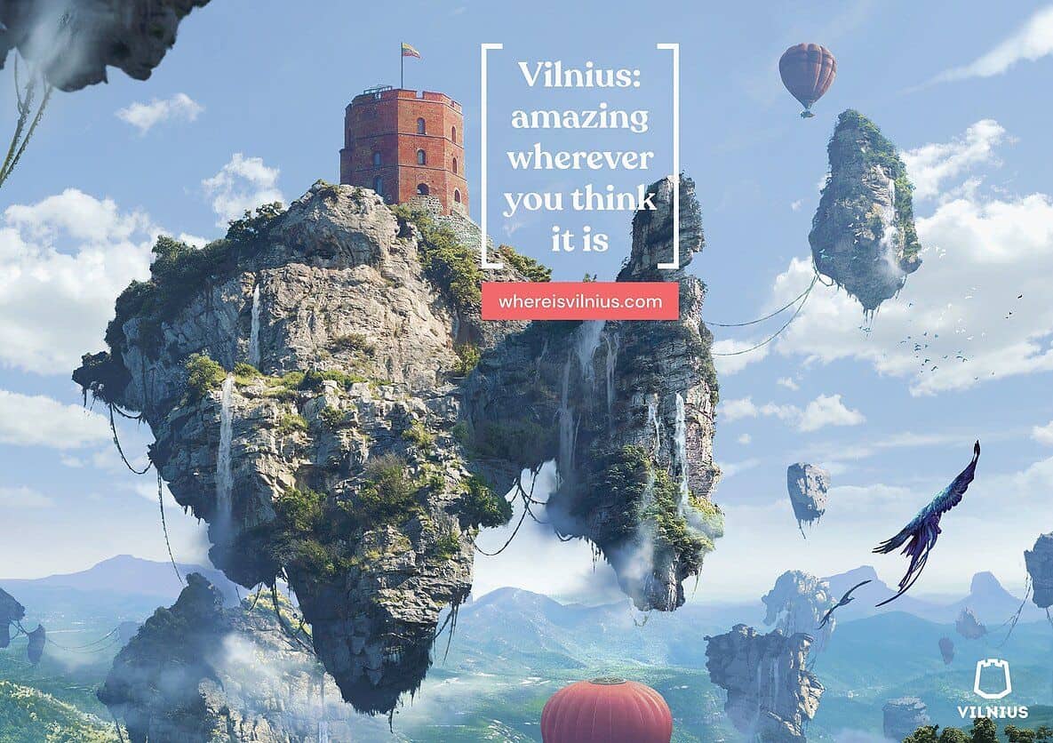 Poster of a new Vilnius ad campaign (Gediminas' Tower)