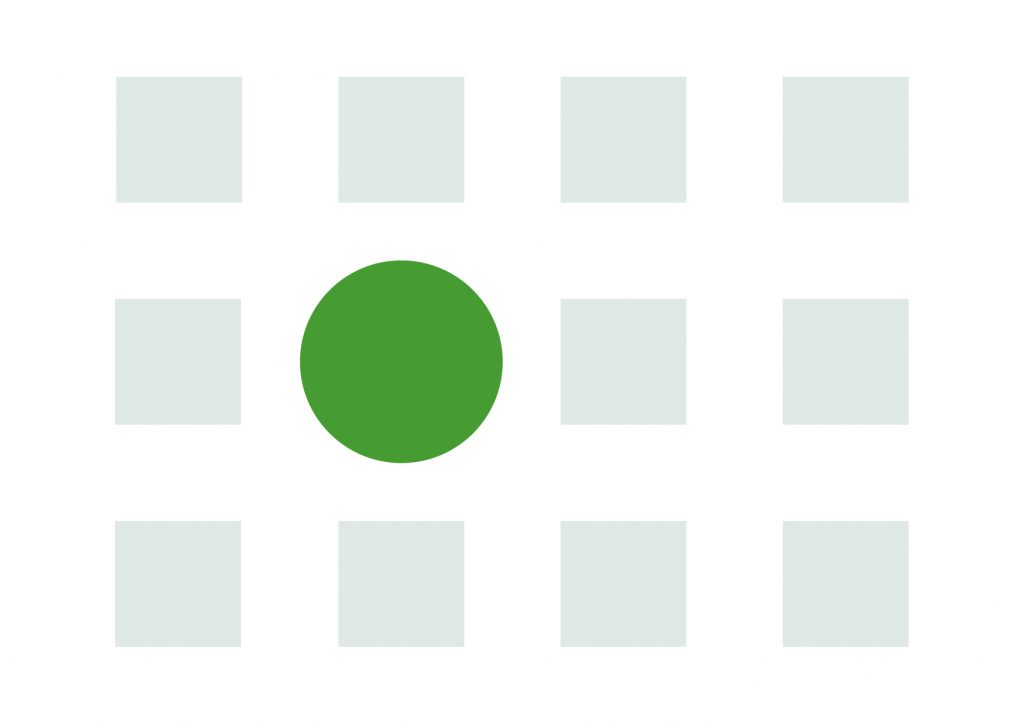focal point as a green circle