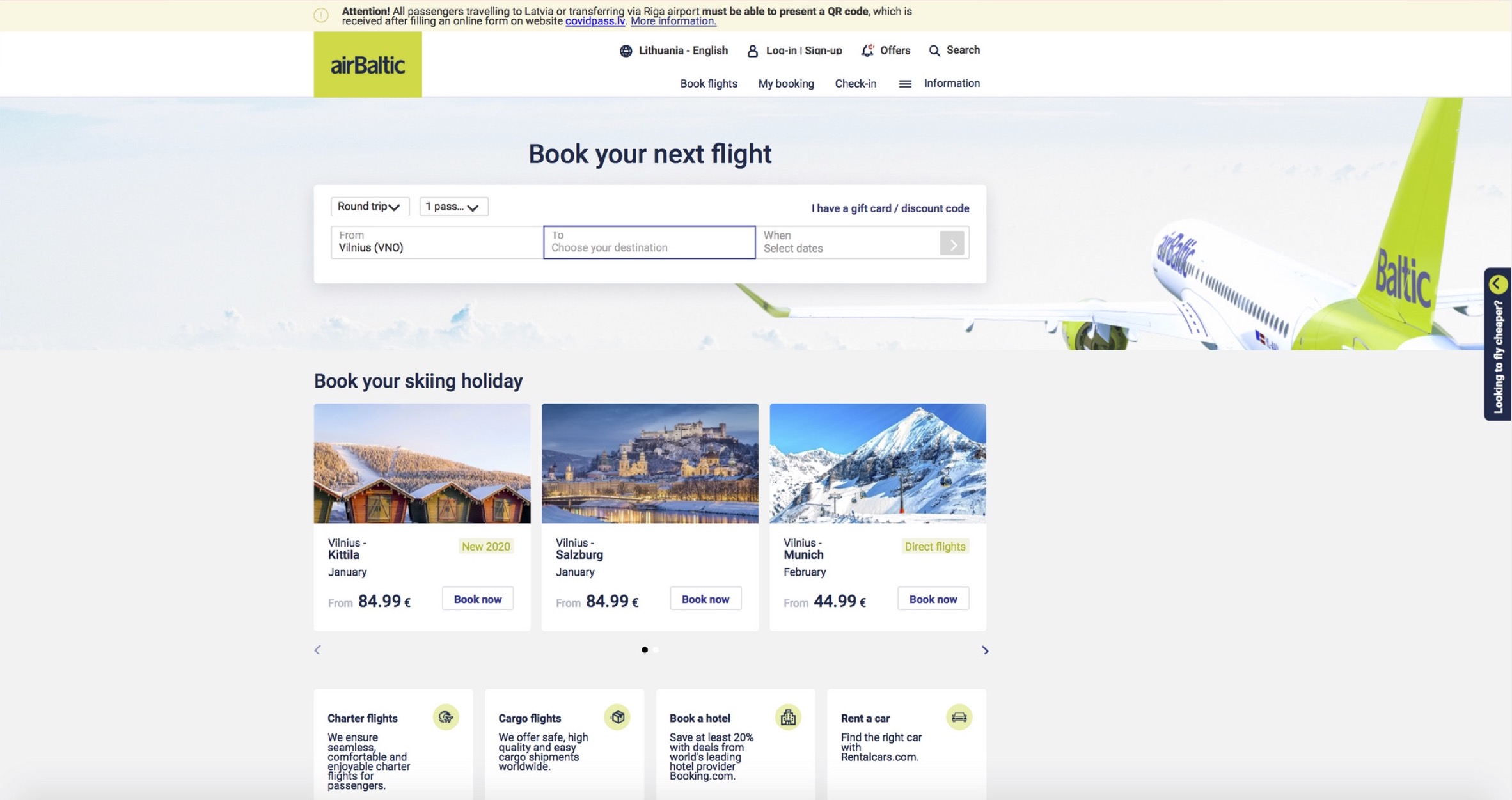 airBaltic website