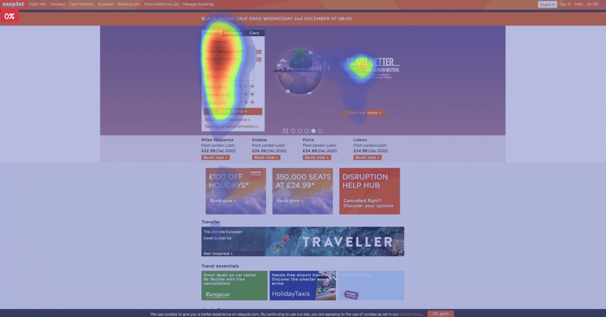 easyJet heatmaps and percentage of attention