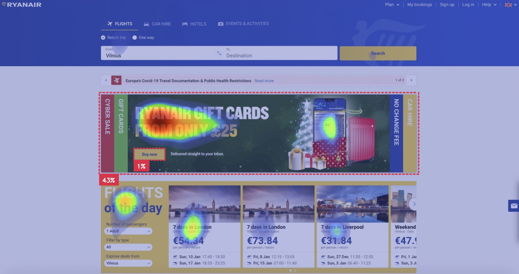 Ryanair heatmaps and percentage of attention