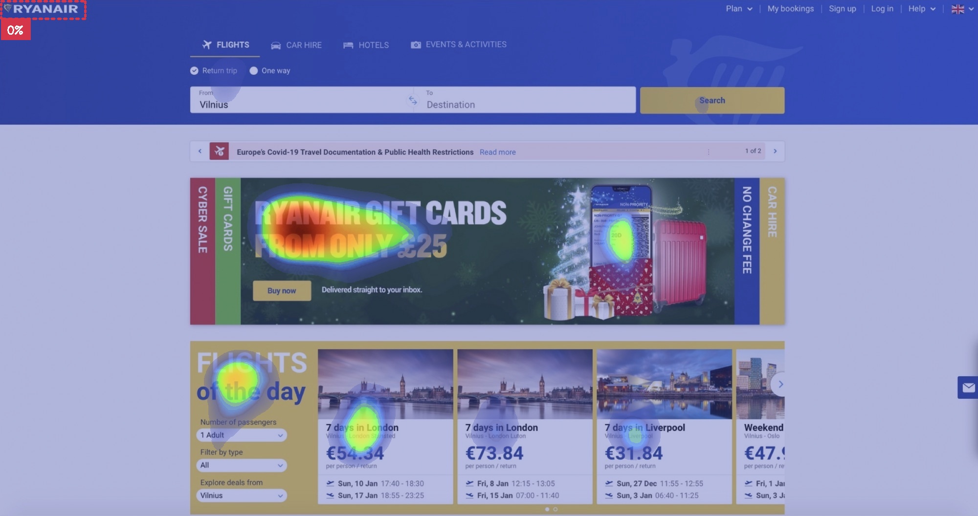 Ryanair heatmaps and percentage of attention