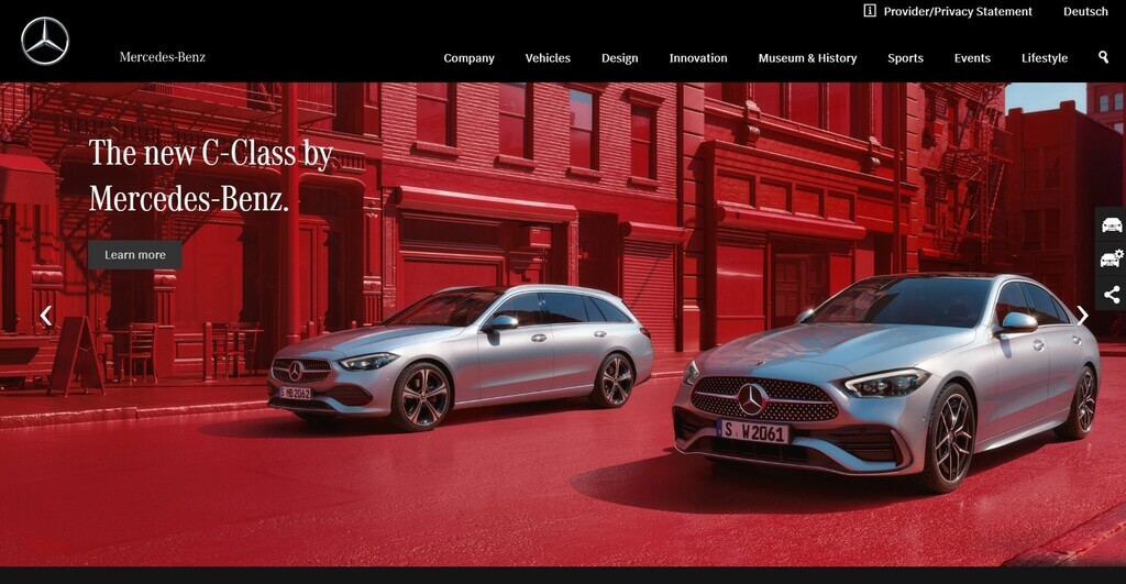 Mercedes landing page hero section