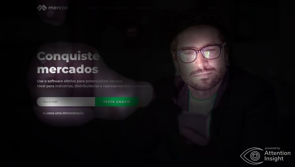 A focus map analyzing landing page generated by Attention Insight